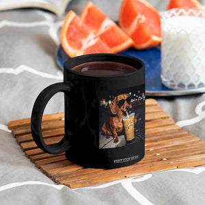 Cool Dachshund Drinking Iced Coffee Graphic Coffee Mug Funny Wiener Dog Night Vibes Aesthetic TS02 Print Your Wear