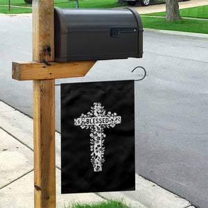Blessed Floral Cross Christian Graphic Garden Flag Faith Inspired Minimalist Scripture TS02 Print Your Wear