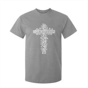 Blessed Floral Cross Christian Graphic T Shirt For Kid Faith Inspired Minimalist Scripture