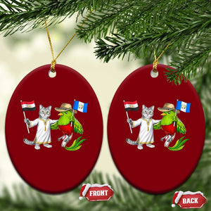 Egypt and Guatemala Friendship Heritage Pride Ceramic Ornament Cute Cat and Quetzal Holding Flag TS02 Print Your Wear