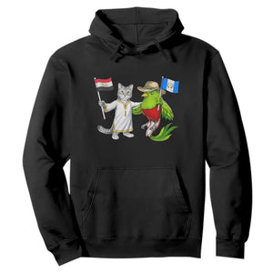 Egypt and Guatemala Friendship Heritage Pride Hoodie Cute Cat and Quetzal Holding Flag TS02 Black Print Your Wear