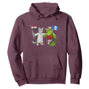 Egypt and Guatemala Friendship Heritage Pride Hoodie Cute Cat and Quetzal Holding Flag TS02 Maroon Print Your Wear