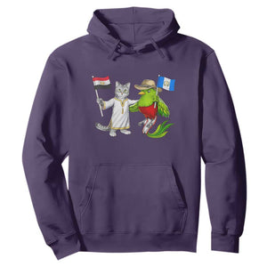 Egypt and Guatemala Friendship Heritage Pride Hoodie Cute Cat and Quetzal Holding Flag TS02 Purple Print Your Wear