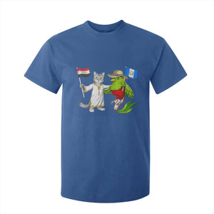 Egypt and Guatemala Friendship Heritage Pride T Shirt For Kid Cute Cat and Quetzal Holding Flag TS02 Royal Blue Print Your Wear