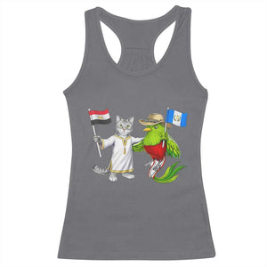 Egypt and Guatemala Friendship Heritage Pride Racerback Tank Top Cute Cat and Quetzal Holding Flag TS02 Charcoal Print Your Wear