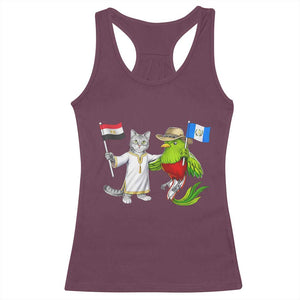Egypt and Guatemala Friendship Heritage Pride Racerback Tank Top Cute Cat and Quetzal Holding Flag TS02 Maroon Print Your Wear