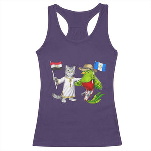 Egypt and Guatemala Friendship Heritage Pride Racerback Tank Top Cute Cat and Quetzal Holding Flag TS02 Purple Print Your Wear