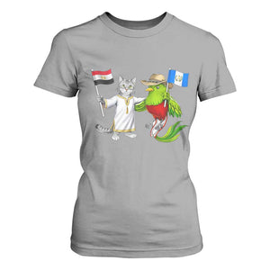 Egypt and Guatemala Friendship Heritage Pride T Shirt For Women Cute Cat and Quetzal Holding Flag TS02 Sport Gray Print Your Wear