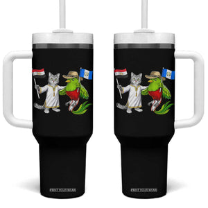 Egypt and Guatemala Friendship Heritage Pride Tumbler With Handle Cute Cat and Quetzal Holding Flag TS02 One Size: 40 oz Black Print Your Wear