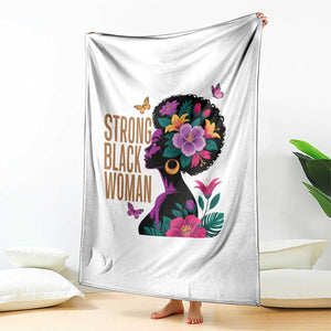 Strong Black Woman Floral Afro Throw Blanket Empowering Black Queen Pride Celebrating Melanin and Strength TS02 Print Your Wear