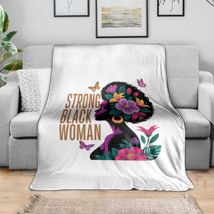 Strong Black Woman Floral Afro Throw Blanket Empowering Black Queen Pride Celebrating Melanin and Strength TS02 Print Your Wear