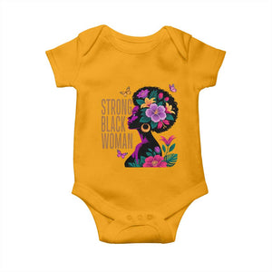 Strong Black Woman Floral Afro Baby Onesie Empowering Black Queen Pride Celebrating Melanin and Strength TS02 Gold Print Your Wear