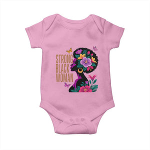 Strong Black Woman Floral Afro Baby Onesie Empowering Black Queen Pride Celebrating Melanin and Strength TS02 Light Pink Print Your Wear