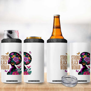 Strong Black Woman Floral Afro 4 in 1 Can Cooler Tumbler Empowering Black Queen Pride Celebrating Melanin and Strength TS02 Print Your Wear