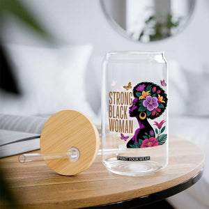 Strong Black Woman Floral Afro Glass Can Empowering Black Queen Pride Celebrating Melanin and Strength TS02 Print Your Wear