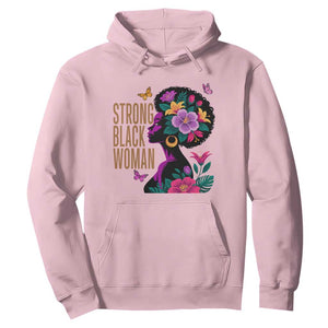 Strong Black Woman Floral Afro Hoodie Empowering Black Queen Pride Celebrating Melanin and Strength TS02 Light Pink Print Your Wear