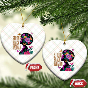 Strong Black Woman Floral Afro Ceramic Ornament Empowering Black Queen Pride Celebrating Melanin and Strength TS02 Print Your Wear