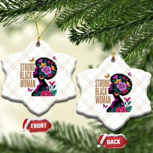 Strong Black Woman Floral Afro Ceramic Ornament Empowering Black Queen Pride Celebrating Melanin and Strength TS02 Print Your Wear