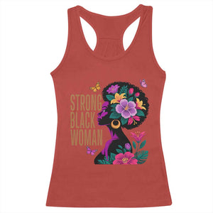 Strong Black Woman Floral Afro Racerback Tank Top Empowering Black Queen Pride Celebrating Melanin and Strength TS02 Red Print Your Wear