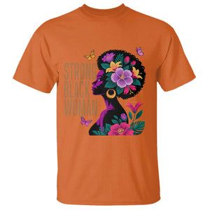 Strong Black Woman Floral Afro T Shirt Empowering Black Queen Pride Celebrating Melanin and Strength TS02 Orange Print Your Wear