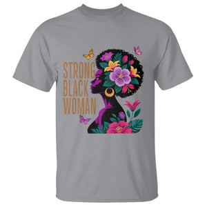 Strong Black Woman Floral Afro T Shirt Empowering Black Queen Pride Celebrating Melanin and Strength TS02 Sport Gray Print Your Wear