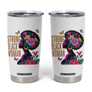 Strong Black Woman Floral Afro Tumbler Cup Empowering Black Queen Pride Celebrating Melanin and Strength TS02 White Print Your Wear