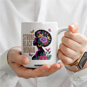 Strong Black Woman Floral Afro Coffee Mug Empowering Black Queen Pride Celebrating Melanin and Strength TS02 Print Your Wear