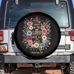 Trust in the Lord Proverbs 3:5 Floral Christian Spare Tire Cover Inspirational Bible Verse TS02 No hole Black Print Your Wear