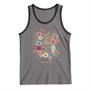 Trust in the Lord Proverbs 3:5 Floral Christian Tank Top Inspirational Bible Verse TS02 Deep Heather Black Print Your Wear