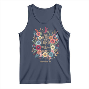 Trust in the Lord Proverbs 3:5 Floral Christian Tank Top Inspirational Bible Verse TS02 Navy Print Your Wear