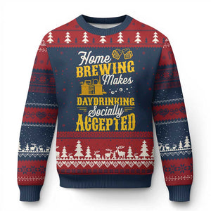 Funny Craft Crew Beer Homebrewers Ugly Christmas Sweater Home Brewing Makes Day Drinking Socially Accepted Brewery Fans TS02 Navy Red Print Your Wear