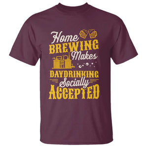 Funny Craft Crew Beer Homebrewers T Shirt Home Brewing Makes Day Drinking Socially Accepted Brewery Fans TS02 Maroon Print Your Wear