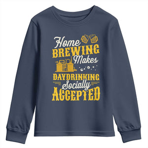 Funny Craft Crew Beer Homebrewers Youth Sweatshirt Home Brewing Makes Day Drinking Socially Accepted Brewery Fans TS02 Navy Print Your Wear