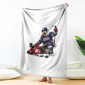 USA Eagle Vs Canada Loon Rivalry Graphic Throw Blanket Funny Sports Fan Ice Hockey Game Day Supporter TS02 Print Your Wear