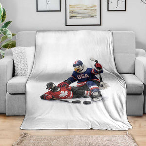 USA Eagle Vs Canada Loon Rivalry Graphic Throw Blanket Funny Sports Fan Ice Hockey Game Day Supporter TS02 Print Your Wear
