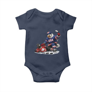 USA Eagle Vs Canada Loon Rivalry Graphic Baby Onesie Funny Sports Fan Ice Hockey Game Day Supporter TS02 Navy Print Your Wear