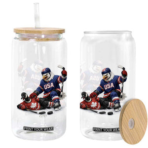USA Eagle Vs Canada Loon Rivalry Graphic Glass Can Funny Sports Fan Ice Hockey Game Day Supporter TS02 Print Your Wear