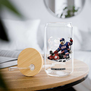 USA Eagle Vs Canada Loon Rivalry Graphic Glass Can Funny Sports Fan Ice Hockey Game Day Supporter TS02 Print Your Wear