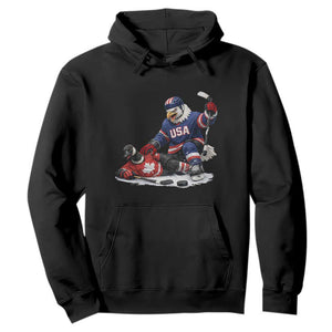 USA Eagle Vs Canada Loon Rivalry Graphic Hoodie Funny Sports Fan Ice Hockey Game Day Supporter TS02 Black Print Your Wear