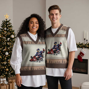 USA Eagle Vs Canada Loon Rivalry Graphic V-Neck Knit Sweater Vest Funny Sports Fan Ice Hockey Game Day Supporter TS02 Mocha Mousse Print Your Wear
