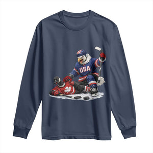 USA Eagle Vs Canada Loon Rivalry Graphic Long Sleeve Shirt Funny Sports Fan Ice Hockey Game Day Supporter TS02 Navy Print Your Wear