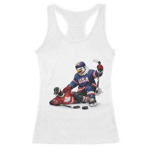USA Eagle Vs Canada Loon Rivalry Graphic Racerback Tank Top Funny Sports Fan Ice Hockey Game Day Supporter TS02 White Print Your Wear