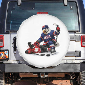 USA Eagle Vs Canada Loon Rivalry Graphic Spare Tire Cover Funny Sports Fan Ice Hockey Game Day Supporter TS02 No hole White Print Your Wear