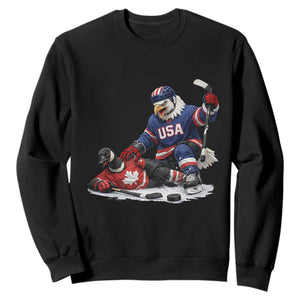 USA Eagle Vs Canada Loon Rivalry Graphic Sweatshirt Funny Sports Fan Ice Hockey Game Day Supporter TS02 Black Print Your Wear
