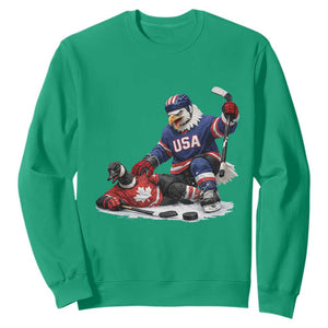 USA Eagle Vs Canada Loon Rivalry Graphic Sweatshirt Funny Sports Fan Ice Hockey Game Day Supporter TS02 Irish Green Print Your Wear
