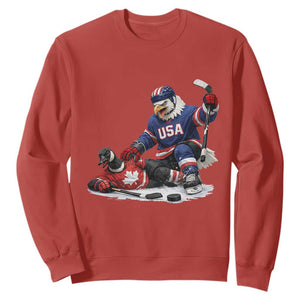 USA Eagle Vs Canada Loon Rivalry Graphic Sweatshirt Funny Sports Fan Ice Hockey Game Day Supporter TS02 Red Print Your Wear
