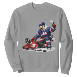 USA Eagle Vs Canada Loon Rivalry Graphic Sweatshirt Funny Sports Fan Ice Hockey Game Day Supporter TS02 Sport Gray Print Your Wear