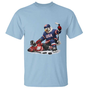 USA Eagle Vs Canada Loon Rivalry Graphic T Shirt Funny Sports Fan Ice Hockey Game Day Supporter TS02 Light Blue Print Your Wear