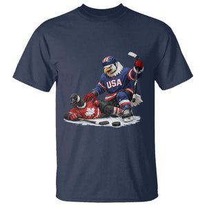 USA Eagle Vs Canada Loon Rivalry Graphic T Shirt Funny Sports Fan Ice Hockey Game Day Supporter TS02 Navy Print Your Wear