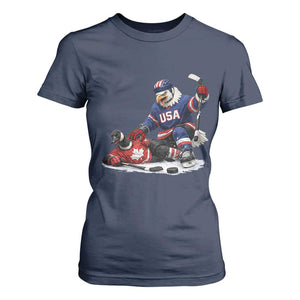 USA Eagle Vs Canada Loon Rivalry Graphic T Shirt For Women Funny Sports Fan Ice Hockey Game Day Supporter TS02 Navy Print Your Wear